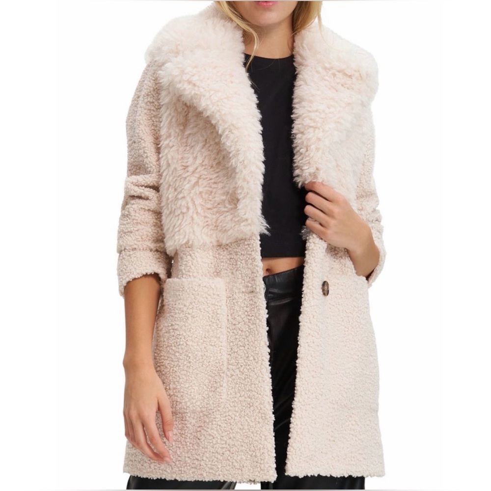 NOIZE Glenn Mid Faux Shearling Coat
